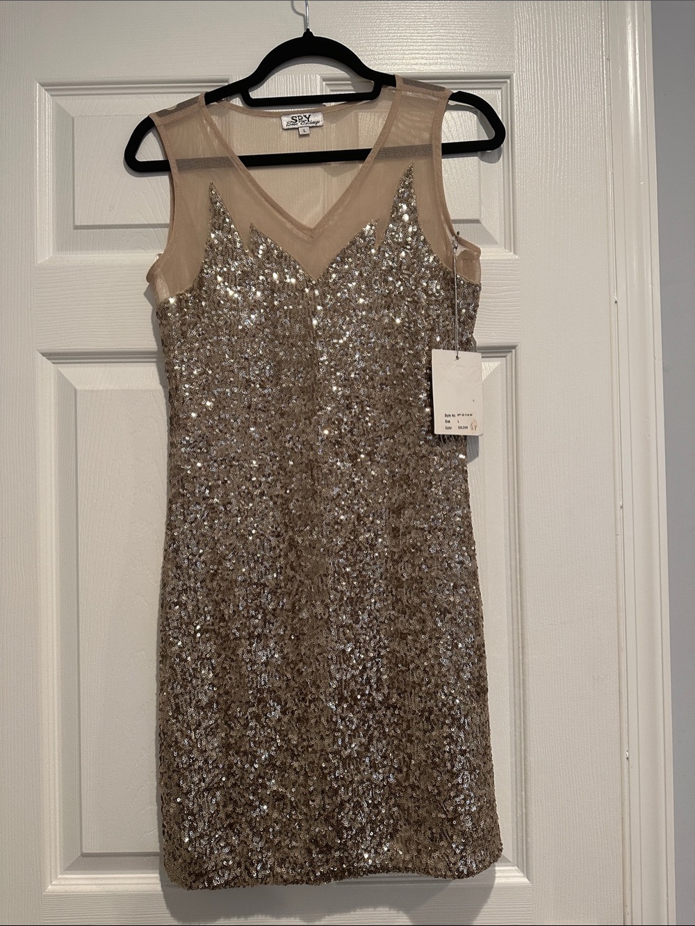 SPY ZONE EXCHANGE Sequin Mesh Mini Dress in Gold
